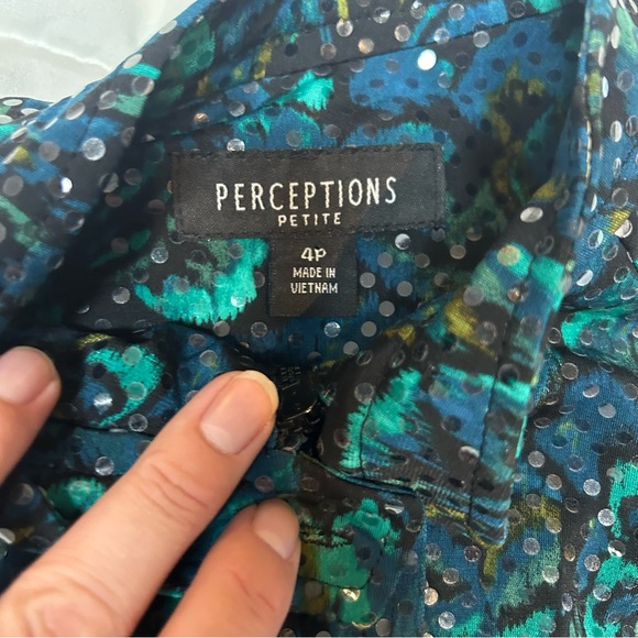 Perceptions Women Career Formal Jacket Blazer Size 4P Sparkle - Picture 2 of 5